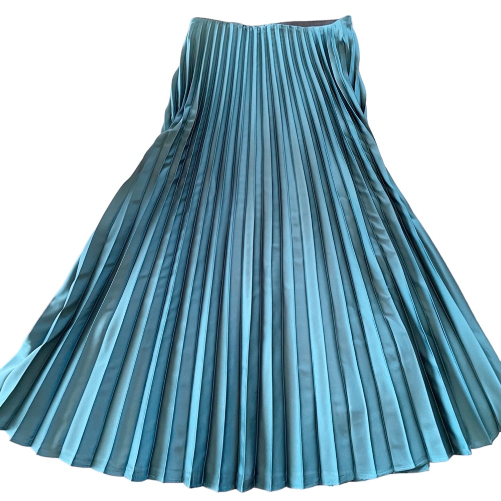 ZARA WOMENS PLEATED MIDI SKIRT XS GREEN